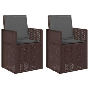 vidaXL Tuin Eetstoelen 2 pcs Bruin en antracietkleurig PP
