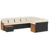 vidaXL 10-delige Loungeset met kussens poly rattan zwart