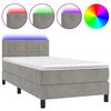 vidaXL Boxspring met matras en LED fluweel lichtgrijs 100x200 cm