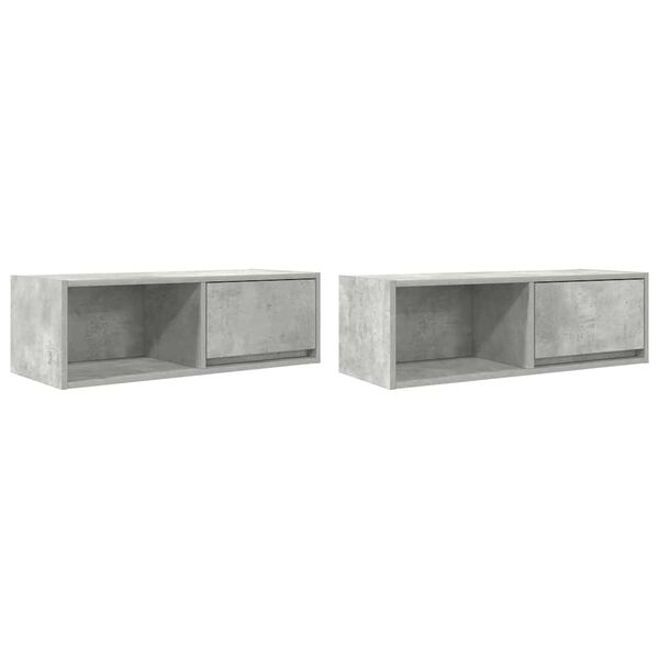 vidaXL Tv-meubels 2 st 80x31x25,5 cm bewerkt hout betongrijs