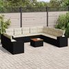 vidaXL 11-delige Loungeset met kussens poly rattan zwart