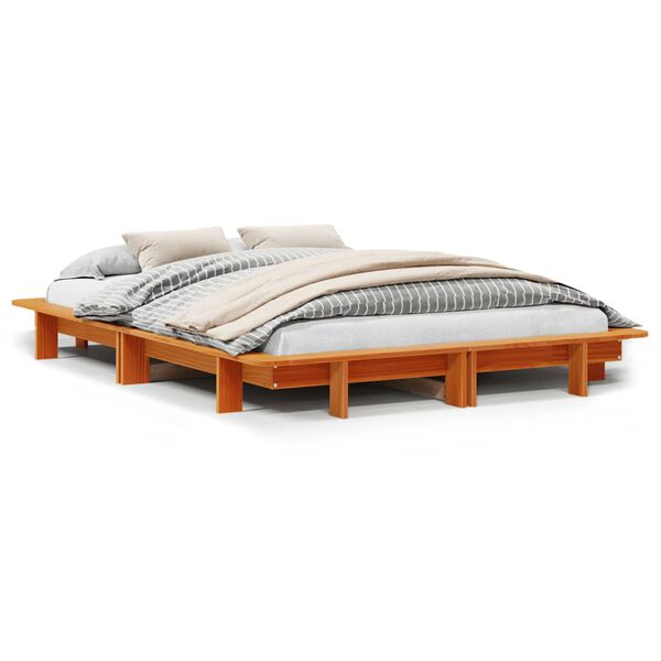 vidaXL Bedframe zonder matras massief grenenhout wasbruin 120x200 cm