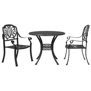 vidaXL 3-delige Bistroset gietaluminium zwart