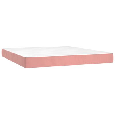 vidaXL Boxspring met matras fluweel roze 180x200 cm