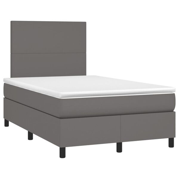 vidaXL Boxspring met matras kunstleer grijs 120x190 cm
