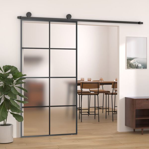 vidaXL Schuifdeur met beslag 102,5x205 cm ESG-glas en aluminium