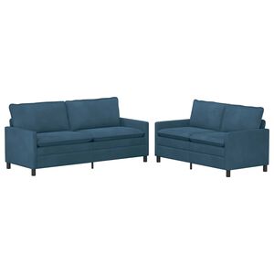 vidaXL Bankstel 2 st Blauw Fluweel
