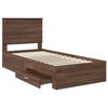 vidaXL Bedframe Bruin Eiken en Zilver 75 x 190 cm Bewerkt hout