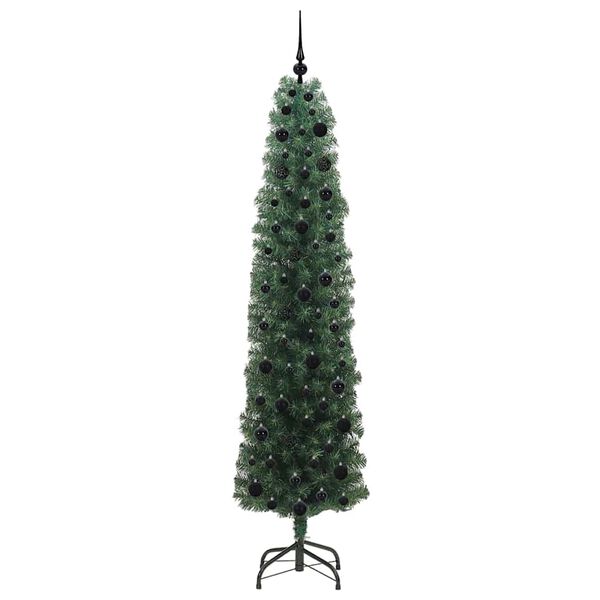 vidaXL Kunstkerstboom Groen 210 cm PVC en Staal en Kunststof