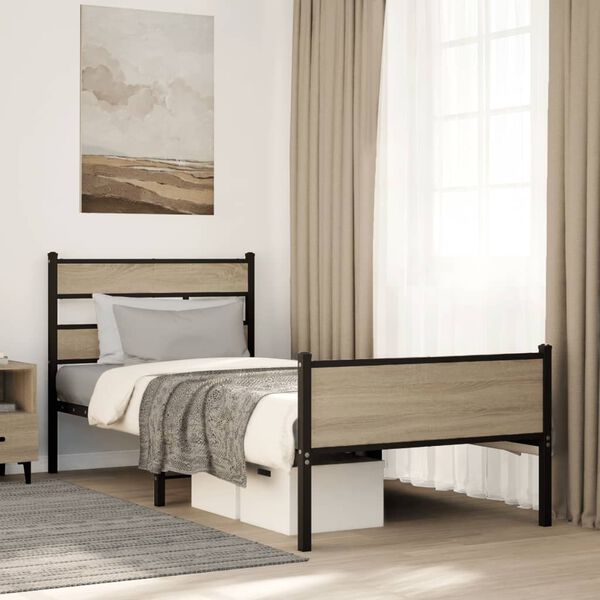 vidaXL Bedframe zonder matras hout sonoma eikenkleurig 100x190 cm