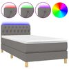 vidaXL Boxspring met matras en LED stof donkergrijs 90x190 cm