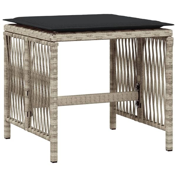 vidaXL 9-delige Tuinset met kussens poly rattan lichtgrijs