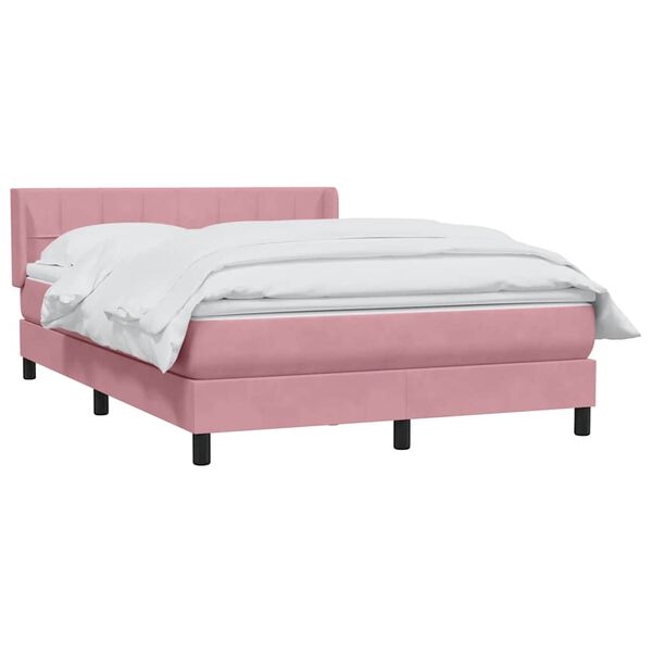 vidaXL Boxspring met matras fluweel roze 140x210 cm