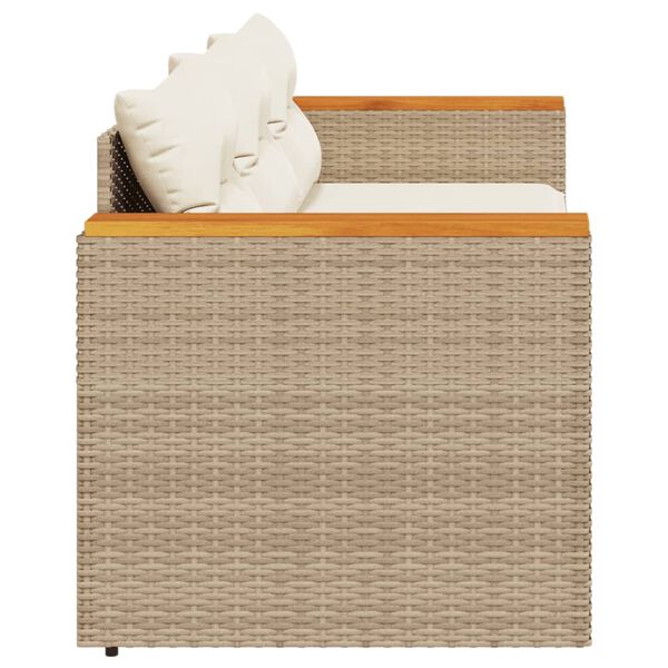 vidaXL Tuinbank 3-zits met kussens poly rattan beige