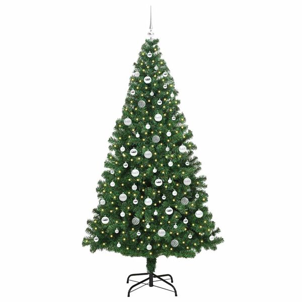 vidaXL Kunstkerstboom Groen 210 cm PVC en Staal en Kunststof