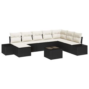 vidaXL Tuin Sofa Set met kussen 8 pcs Zwart en Cr&egrave;me poly rattan