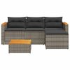 vidaXL 3-delige Loungeset met kussens poly rattan grijs