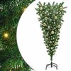 vidaXL Ondersteboven Kunst Kerstboom met Ballenset Groen 120 cm PVC