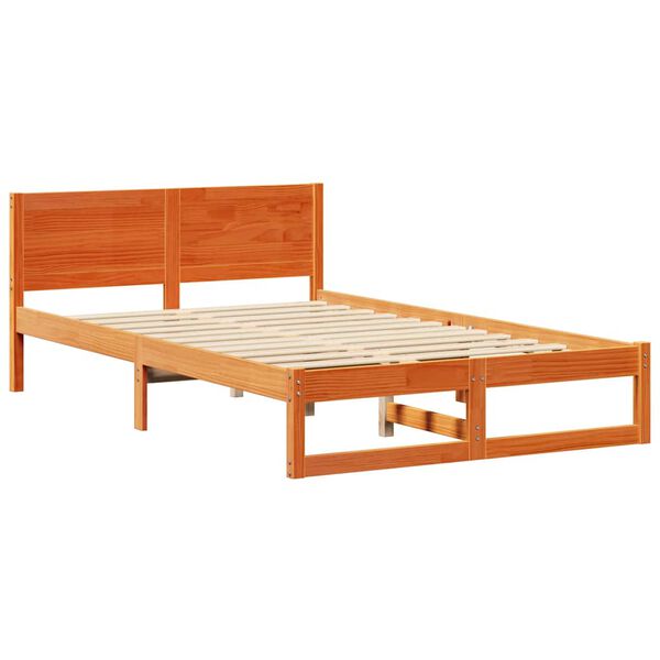 vidaXL Bedframe Wasbruin 135 x 190 cm Massief grenenhout