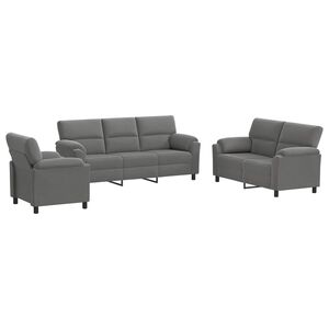 vidaXL Bankstel 3 pcs Donkergrijs fluweel
