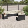 vidaXL 10-delige Loungeset met kussens poly rattan zwart