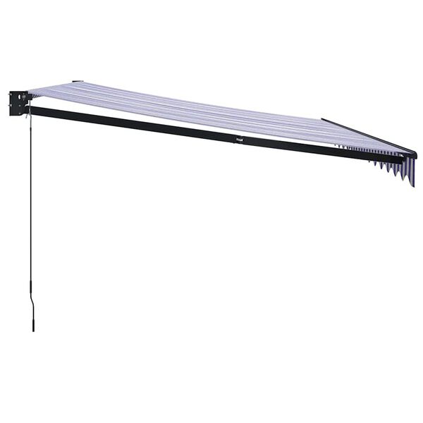 vidaXL Luifel uittrekbaar 4x3 m stof en aluminium blauw en wit