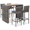 vidaXL 5-delige Tuinbarset poly rattan en acaciahout grijs
