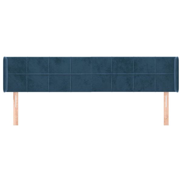 vidaXL Hoofdbord met randen 183x16x78/88 cm fluweel donkerblauw