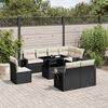 vidaXL 9-delige Loungeset met kussens poly rattan zwart