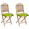 vidaXL Opklapbare stoelen (2 stuks) met kussens, bamboe