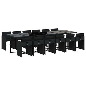 vidaXL 13-delige Tuinset met kussens poly rattan zwart