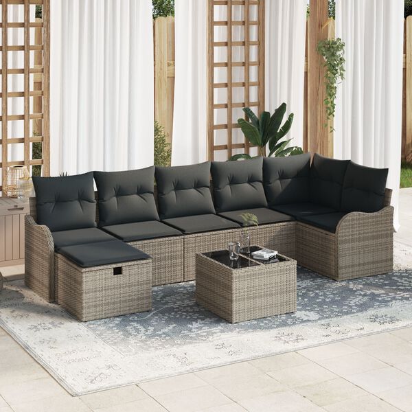 vidaXL Tuin Sofa Set 8 pcs Grijs 287,5 x 122,5 x 85 cm Poly riet