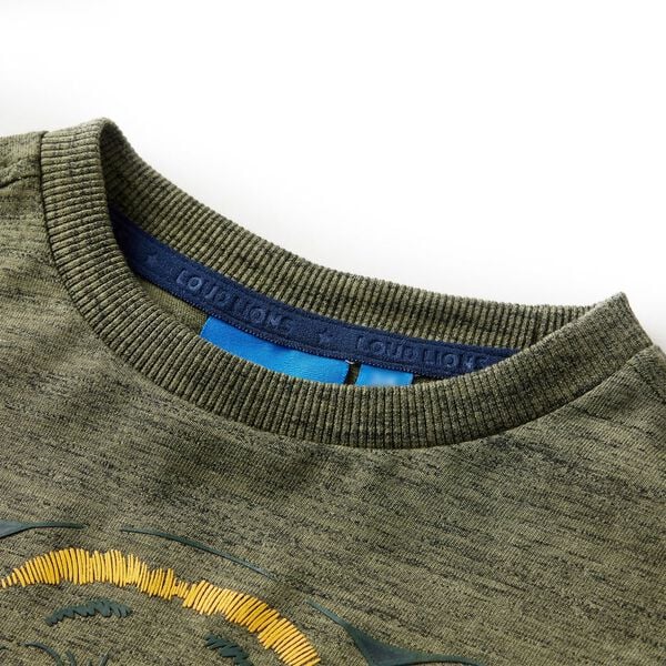 Kindershirt met lange mouwen 92 gem&ecirc;leerd kakikleurig