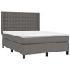 vidaXL Boxspring met matras kunstleer grijs 140x190 cm