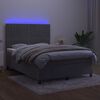 vidaXL Boxspring met matras en LED fluweel lichtgrijs 140x200 cm
