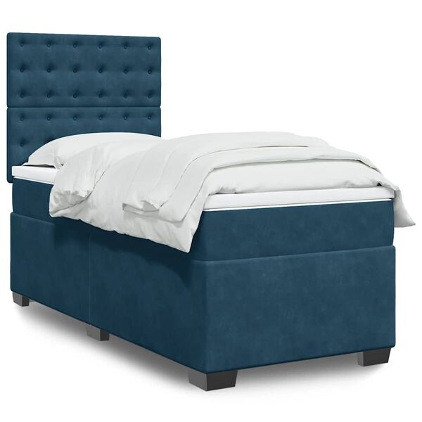 vidaXL Boxspring met matras fluweel blauw 100x200 cm