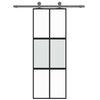 vidaXL Schuifdeur 76x205 cm gehard glas en aluminium zwart