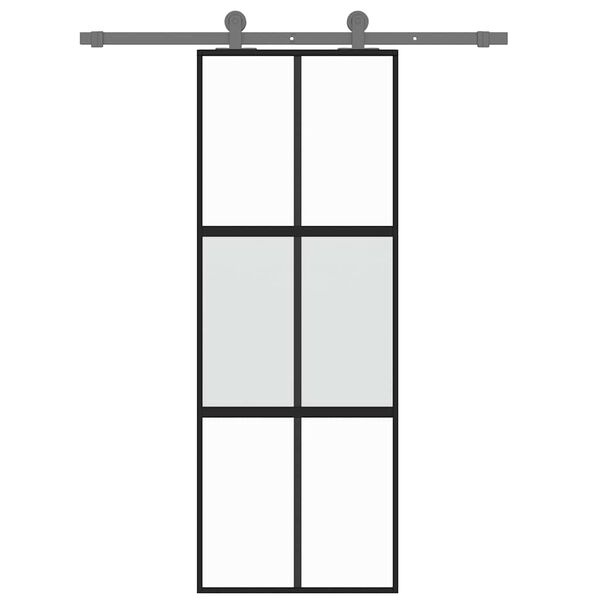 vidaXL Schuifdeur 76x205 cm gehard glas en aluminium zwart