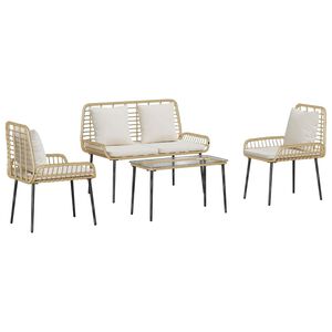 vidaXL Tuinmeubelset 4 st Zwart en Cr&egrave;me poly rattan