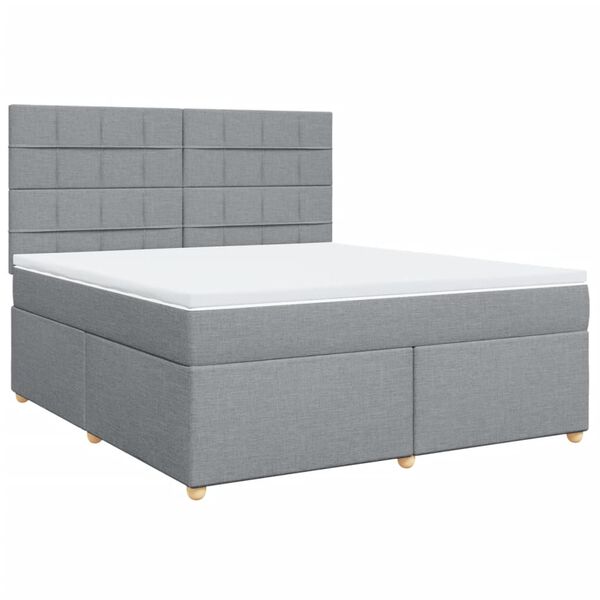 vidaXL Boxspring met matras stof lichtgrijs 180x200 cm