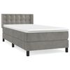 vidaXL Boxspring met matras fluweel lichtgrijs 90x200 cm
