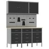 vidaXL Werk kast met lade met slot 8 st Zwart Engineered hout en staal