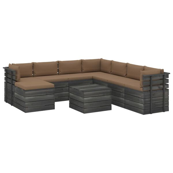 vidaXL 9-delige Loungeset pallet met kussens massief grenenhout