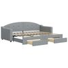vidaXL Slaapbank met onderschuifbed en lades 80x200 cm stof lichtgrijs