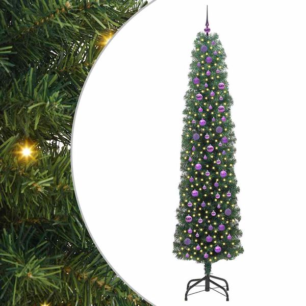 vidaXL Kunstkerstboom Groen 240 cm PVC en Staal en Kunststof
