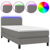vidaXL Boxspring met matras en LED stof donkergrijs 100x200 cm