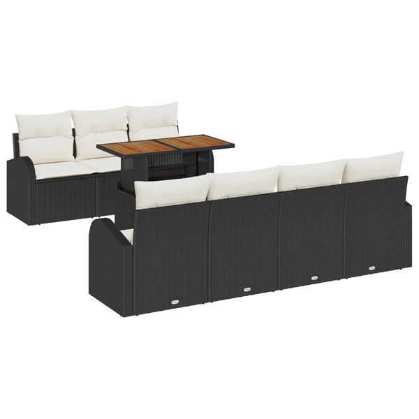 vidaXL Tuin Sofa Set met opslag 8 pcs Zwart Poly riet