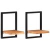 vidaXL Wandschappen 2 st 25x25x35 cm massief acaciahout en staal