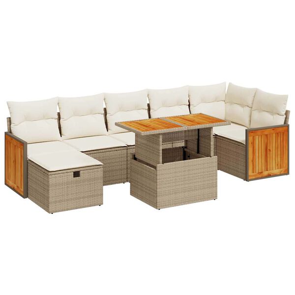 vidaXL 5-delige Loungeset met kussens poly rattan beige
