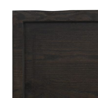 vidaXL Tafelblad natuurlijke rand 100x50x(2-4)cm eikenhout donkerbruin